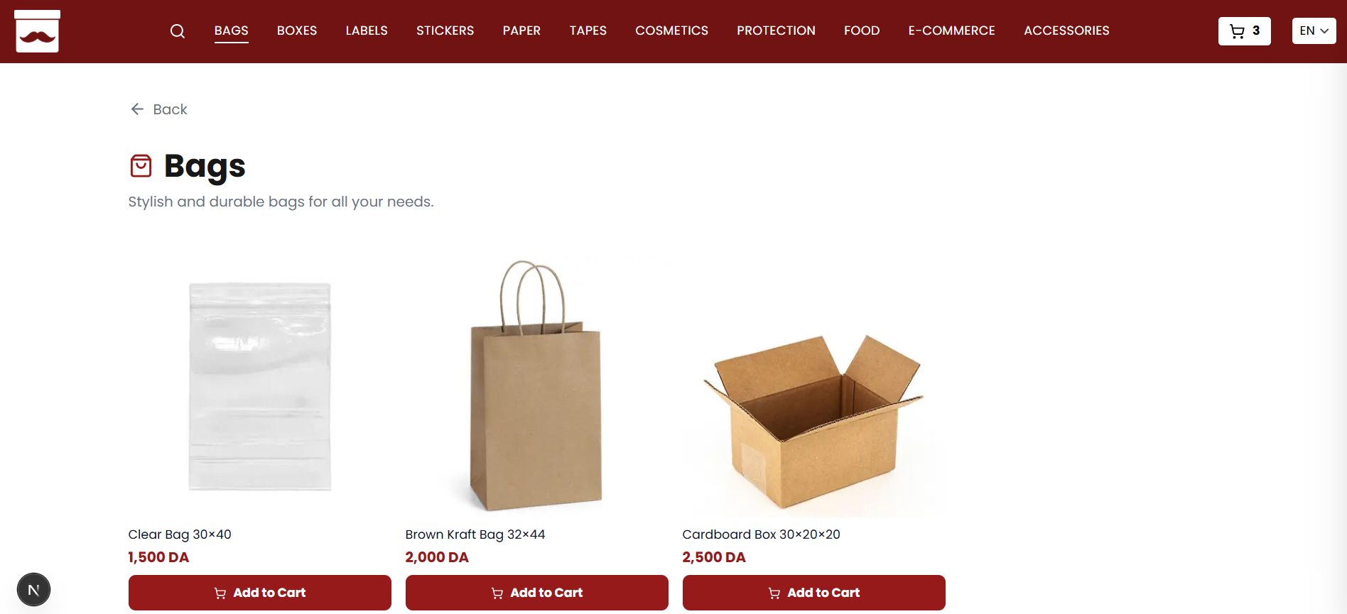 Mr Emballage bags category page